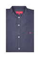 Amswan Premium Men'S Blue Crinkle Cotton Shirt - Mandarin Collar, Long Sleeves