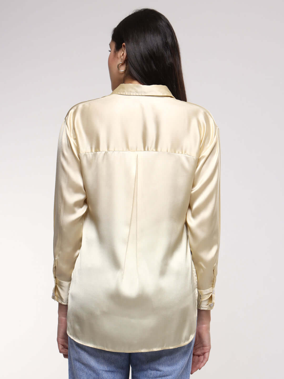 Women'S Premium Buff Drop Shoulder Oversized Satin Shirt