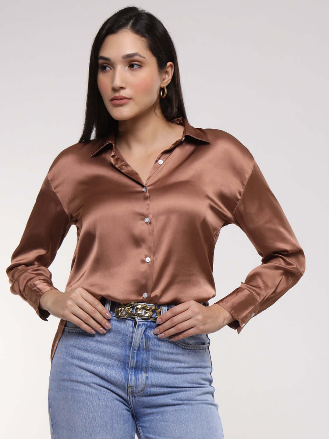 Women's Premium Brown Sugar Satin Shirt