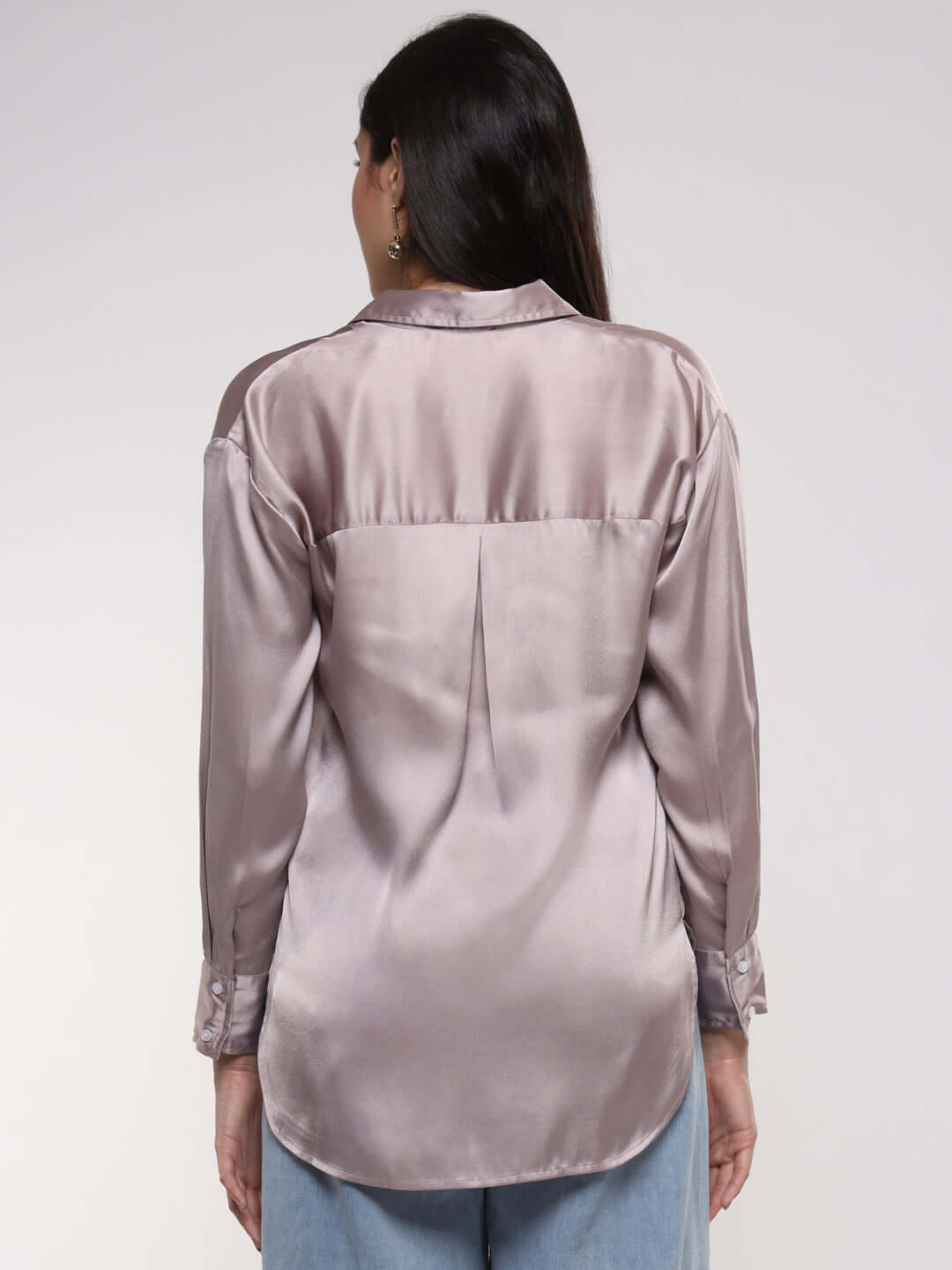 Women'S Premium Thistle Drop Shoulder Oversized Satin Shirt