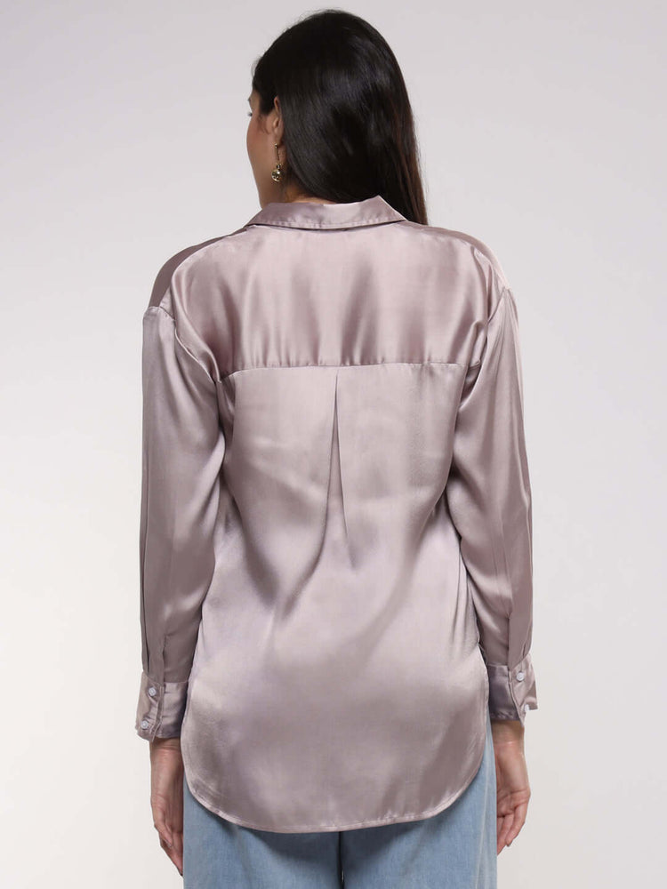 Women'S Premium Thistle Drop Shoulder Oversized Satin Shirt
