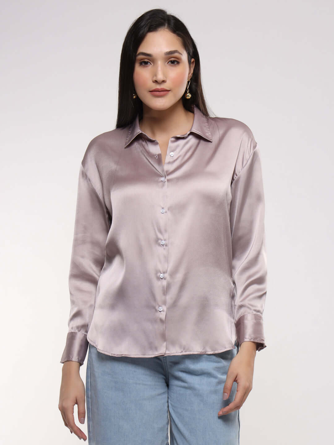 Women's Premium Thistle Drop Shoulder Oversized Satin Shirt