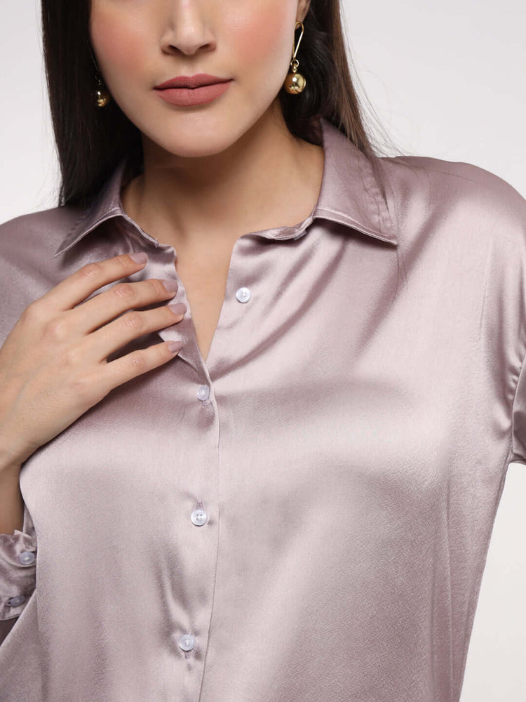 Women'S Premium Thistle Drop Shoulder Oversized Satin Shirt