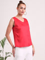 Women's European Satin V Neck Sleeveless Top