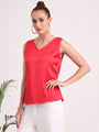 Women's European Satin V Neck Sleeveless Top