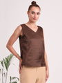 Women's European Satin V Neck Sleeveless Top