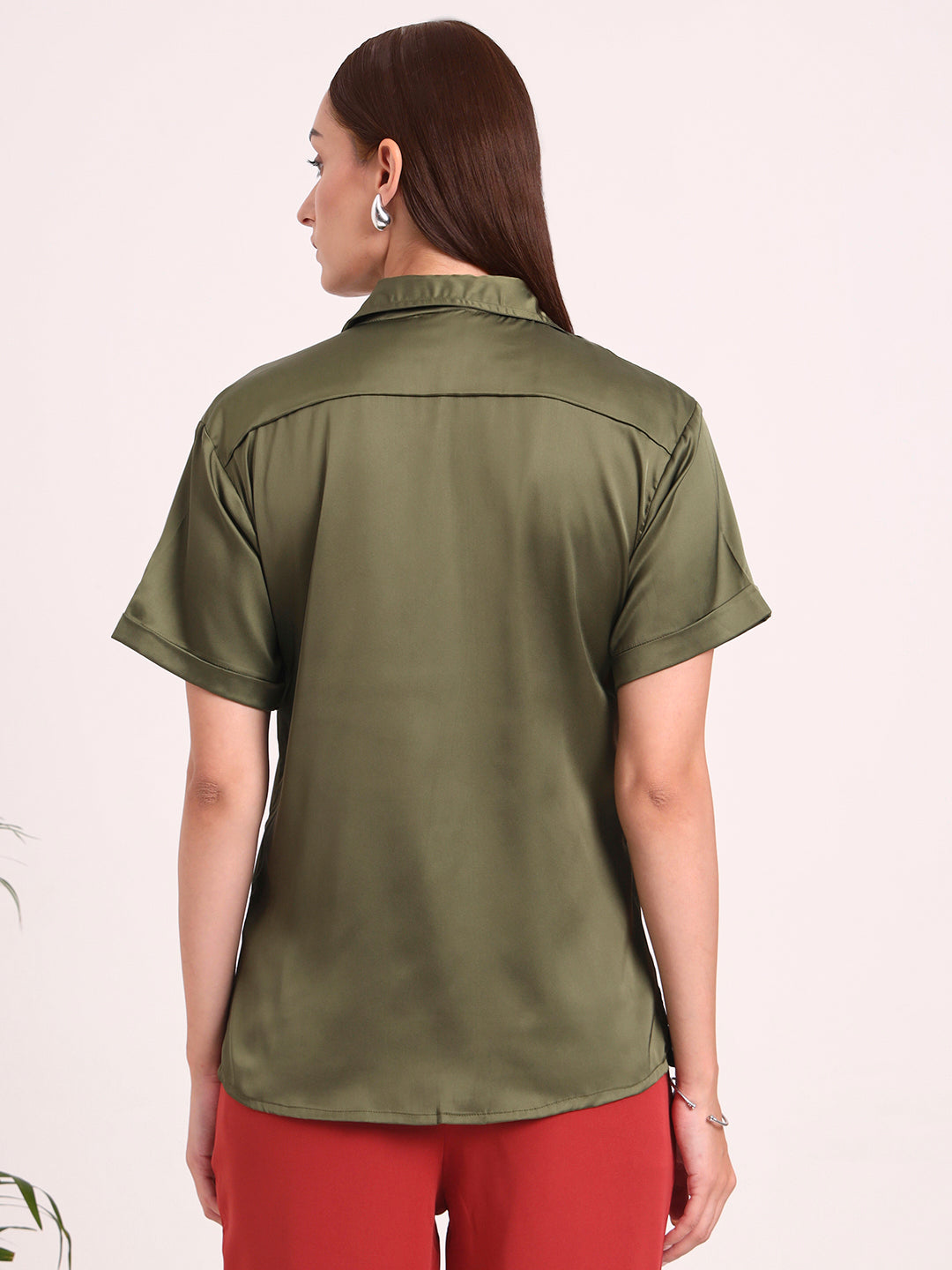 Women's Short Sleeve European Satin Shirt