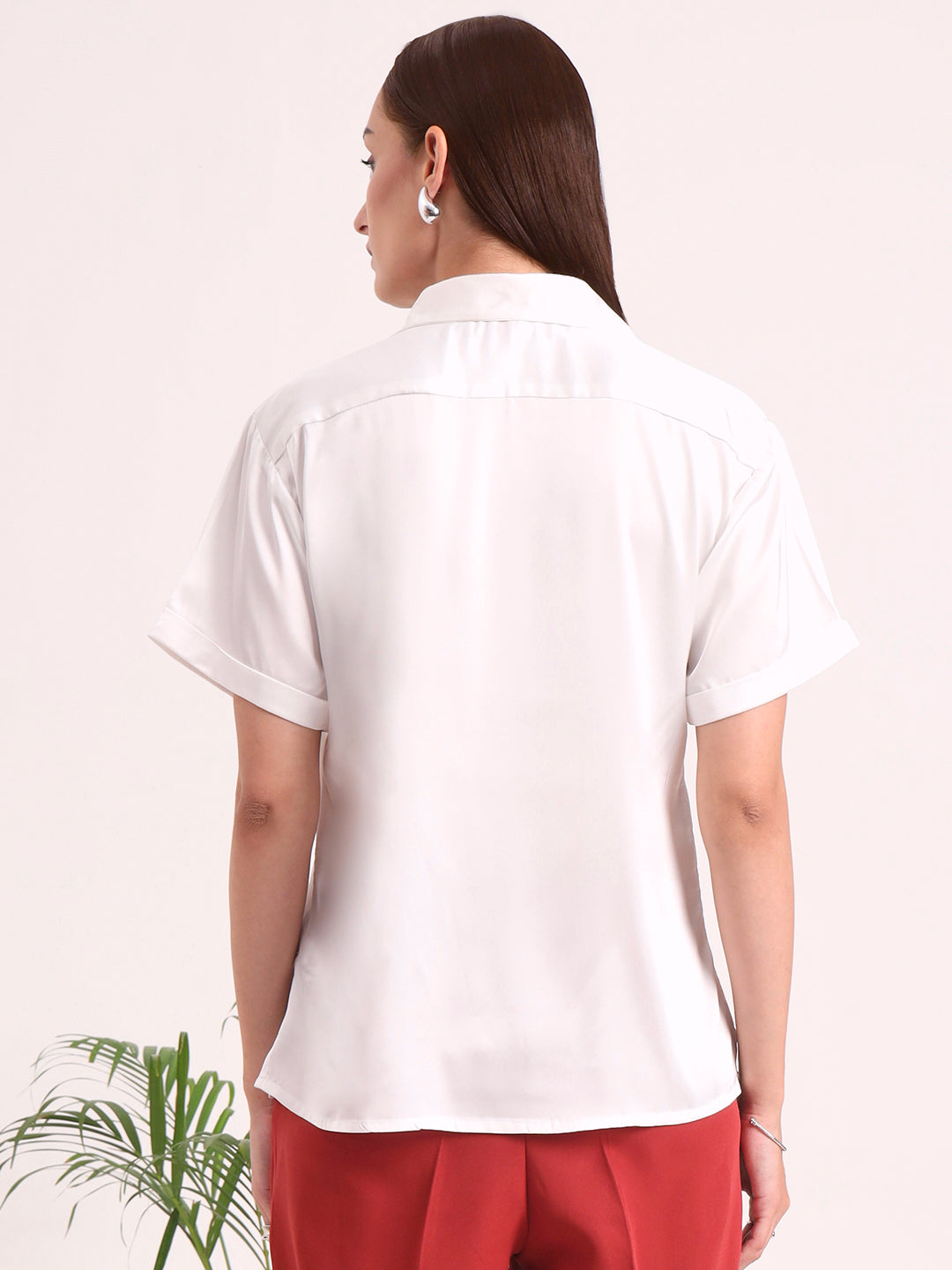Women's Short Sleeve European Satin Shirt