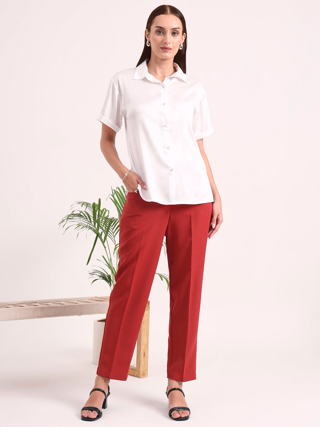 Women's Short Sleeve European Satin Shirt
