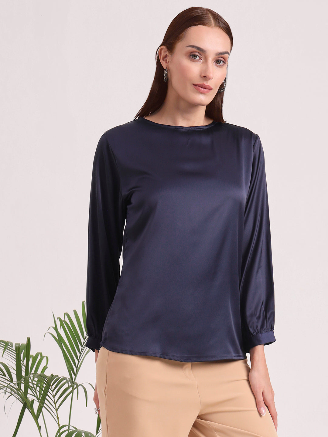 Women's European Satin Bishop Sleeves Top