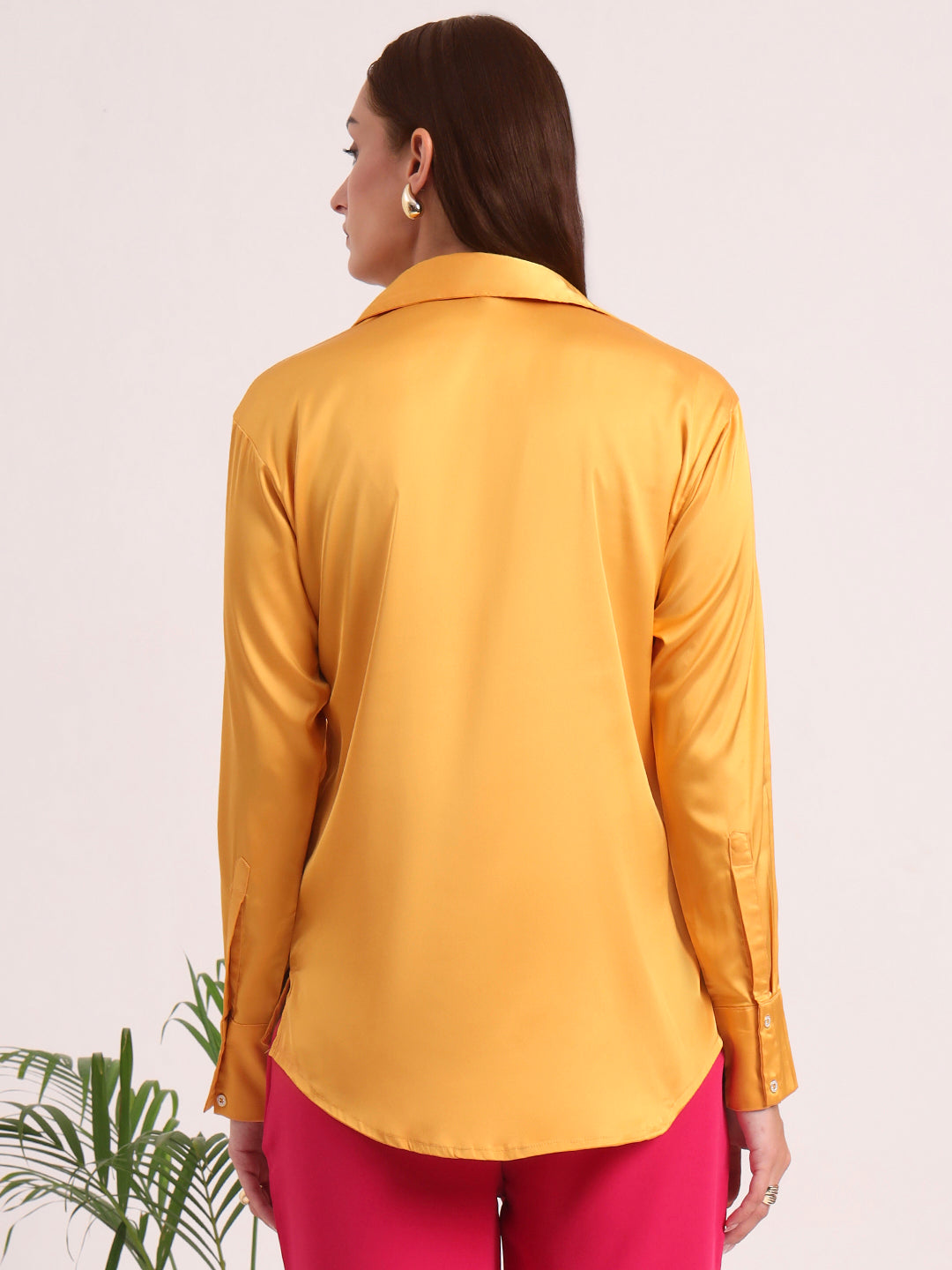 Women's European Satin Spread Collar Shirt