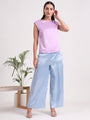 Women's European Satin Flared Pleated Trouser