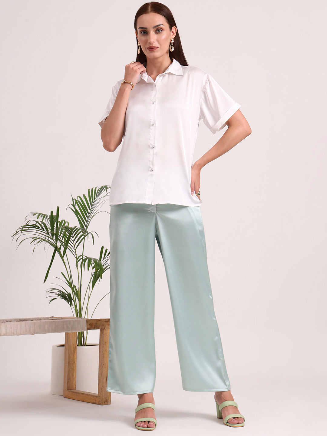 Women's European Satin Loose Fit Trouser