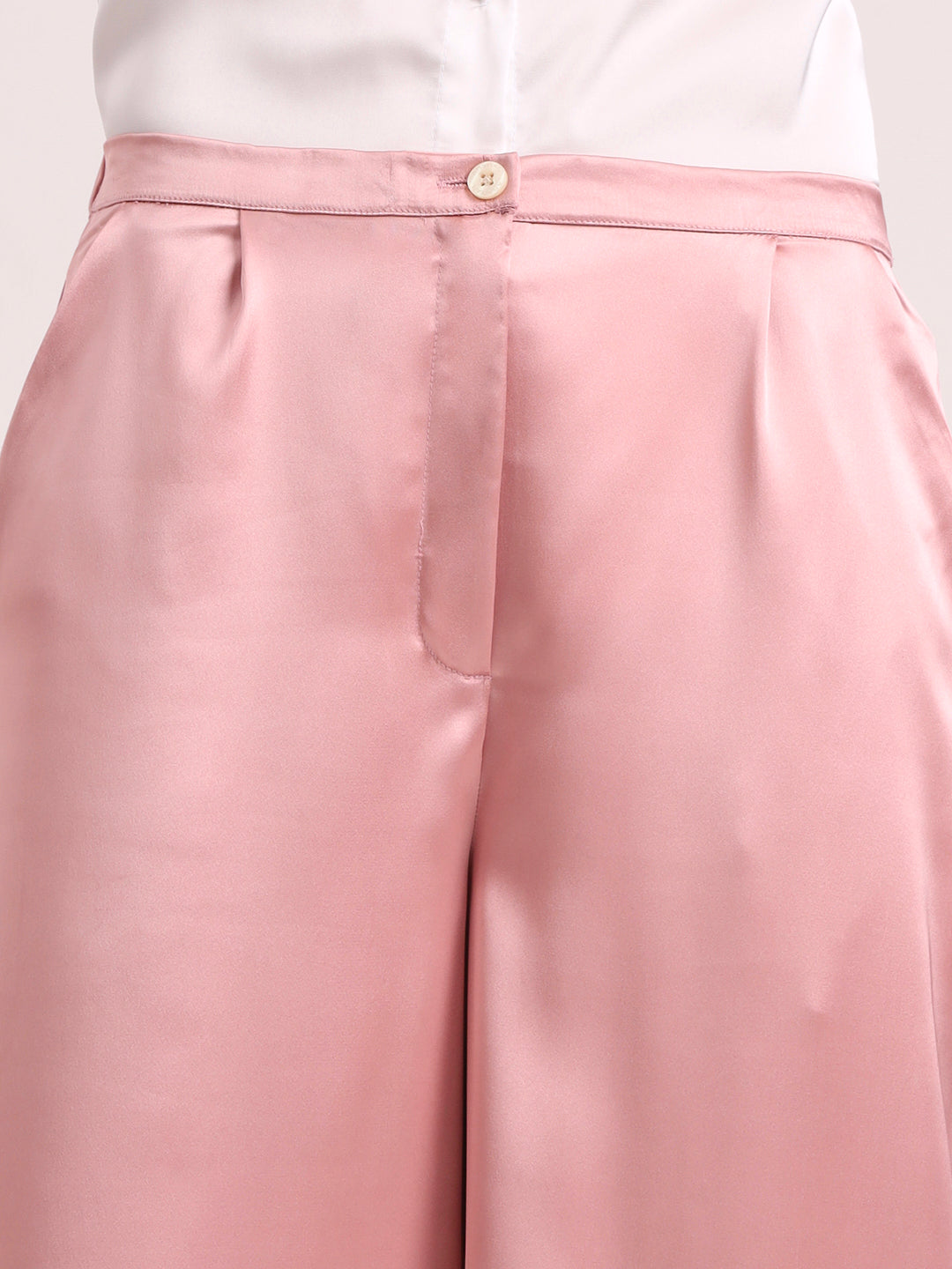 Women's European Satin Flared Pleated Trouser