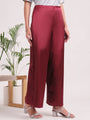 Women'S European Satin Regular Fit Flared Trouser