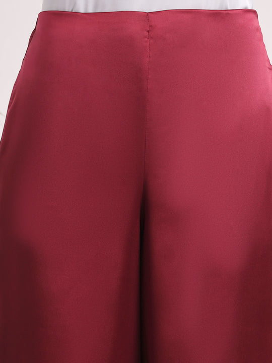 Women'S European Satin Regular Fit Flared Trouser
