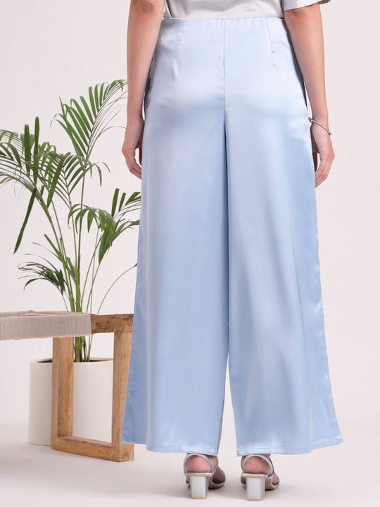 Women'S European Satin Regular Fit Flared Trouser