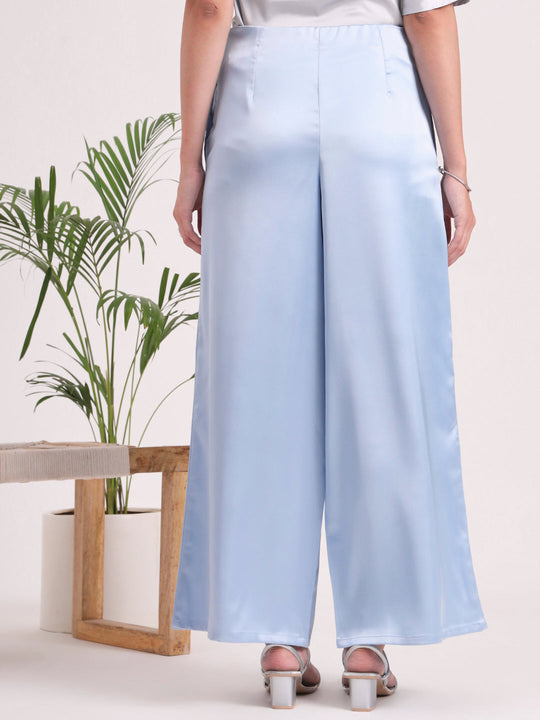 Women'S European Satin Regular Fit Flared Trouser