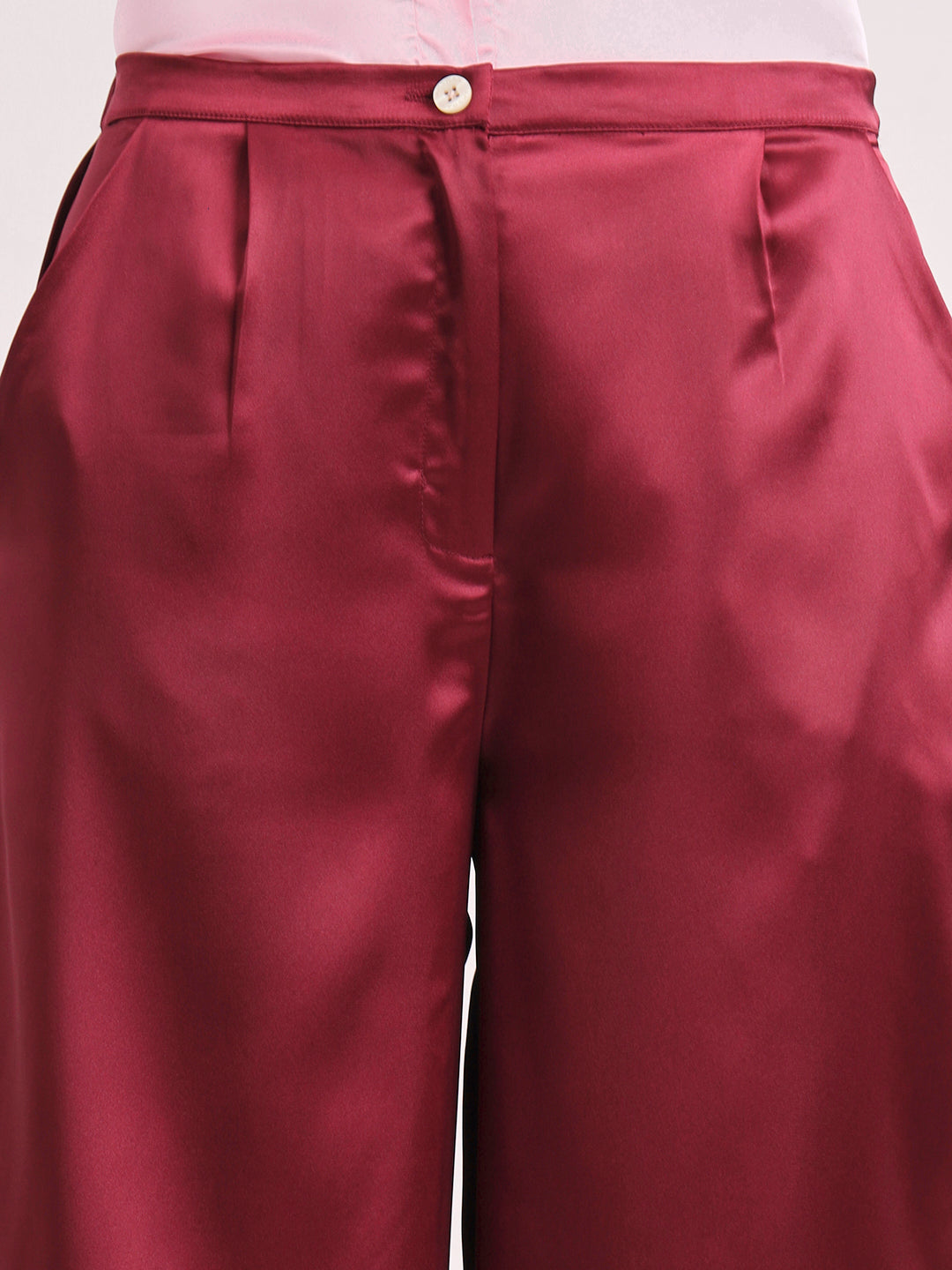 Women's European Satin Flared Pleated Trouser