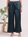 Women's European Satin Flared Pleated Trouser