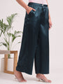 Women's European Satin Flared Pleated Trouser