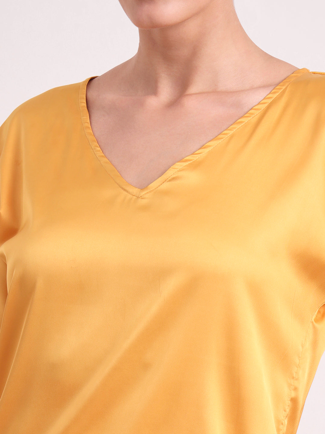 Women's  European Satin-Finish, V-Neck Top