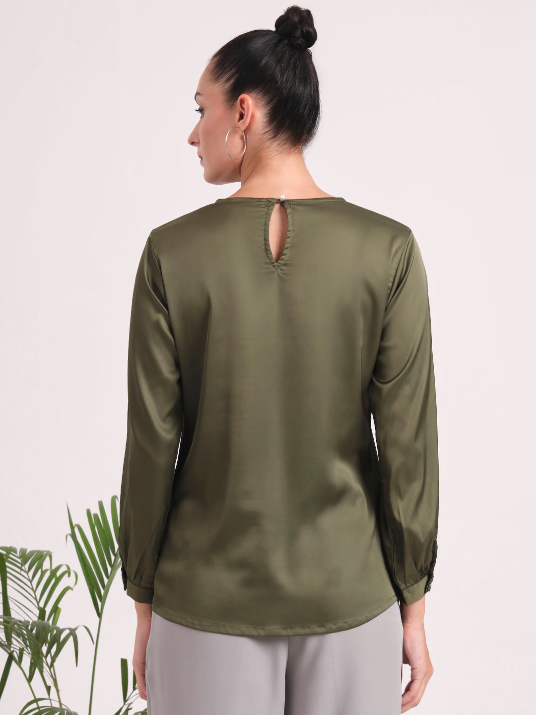 Women's European Satin Bishop Sleeves Top