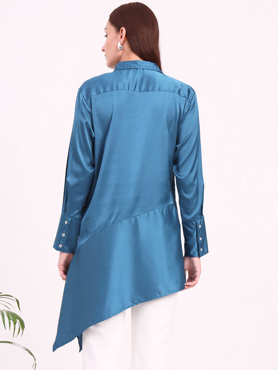 Women'S European Satin A Symetrical Shirt Top