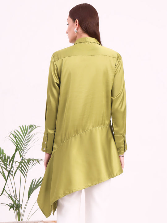 Women'S European Satin A Symetrical Shirt Top