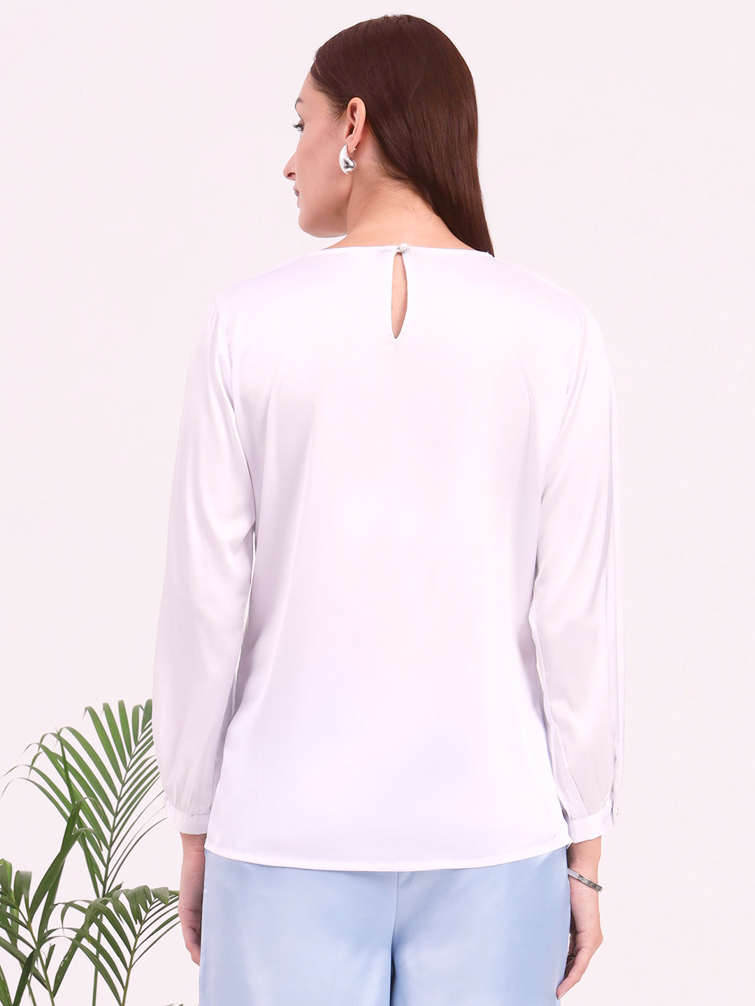 Women's European Satin Bishop Sleeves Top