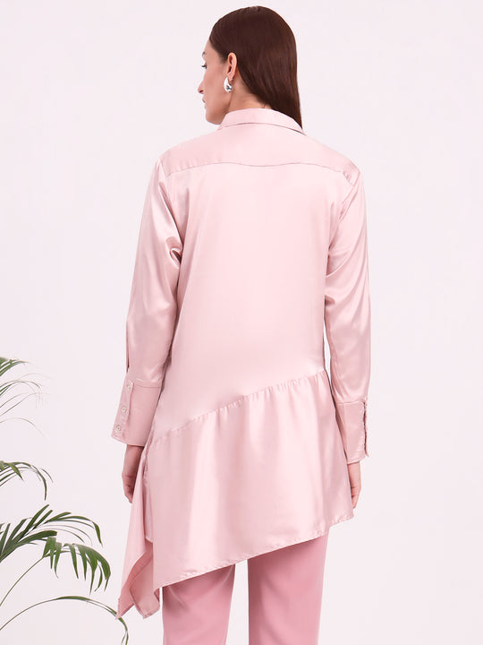 Women'S European Satin A Symetrical Shirt Top