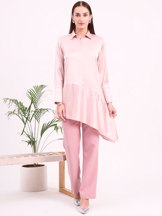 Women'S European Satin A Symetrical Shirt Top