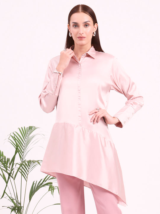 Women'S European Satin A Symetrical Shirt Top