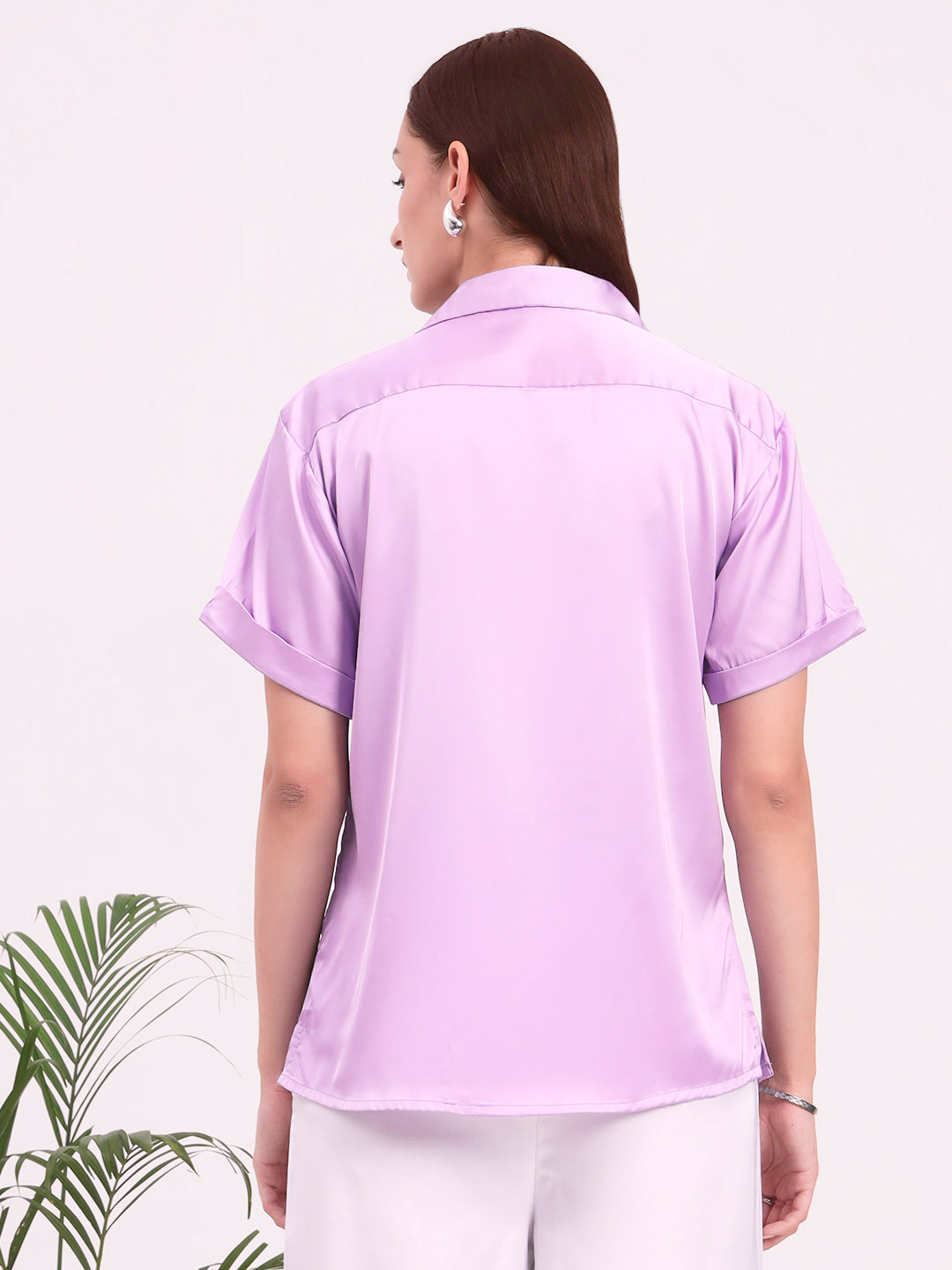 Women's Short Sleeve European Satin Shirt