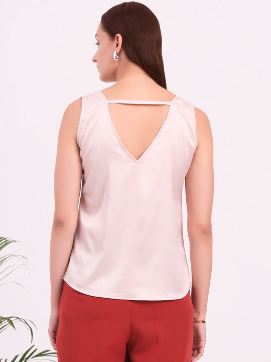Women's European Satin V Neck Sleeveless Top