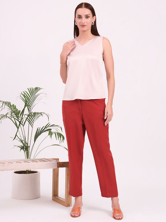 Women's European Satin V Neck Sleeveless Top