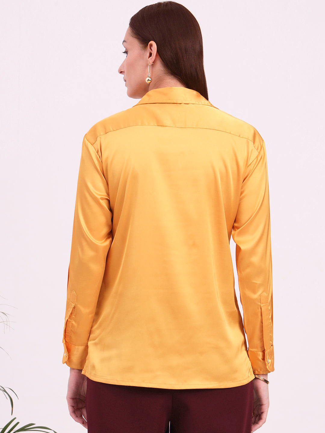 Tailored Fit European Satin Shirt With Pleated Placket
