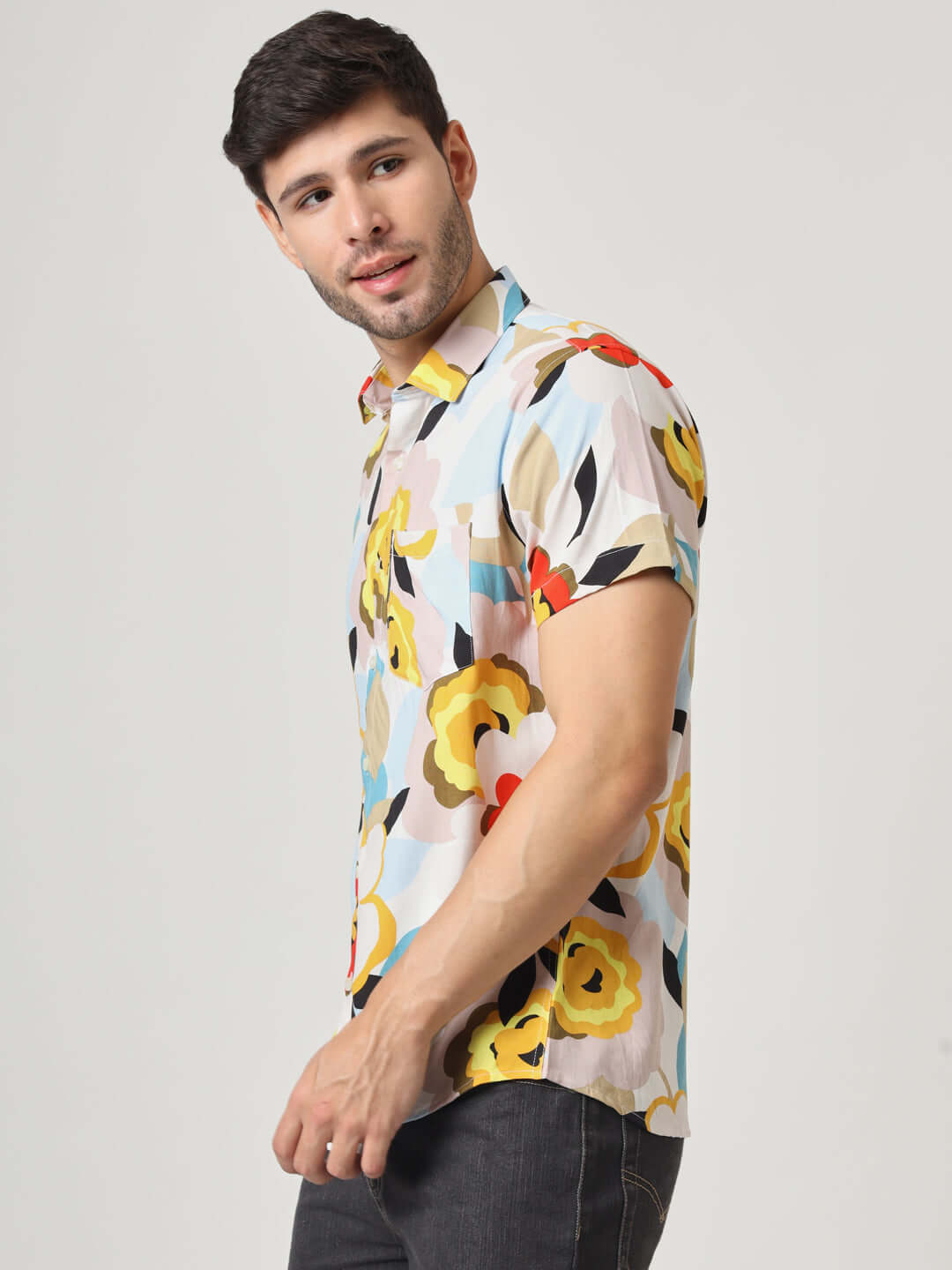 Multicolor Floral Print Premium Rayon Shirt