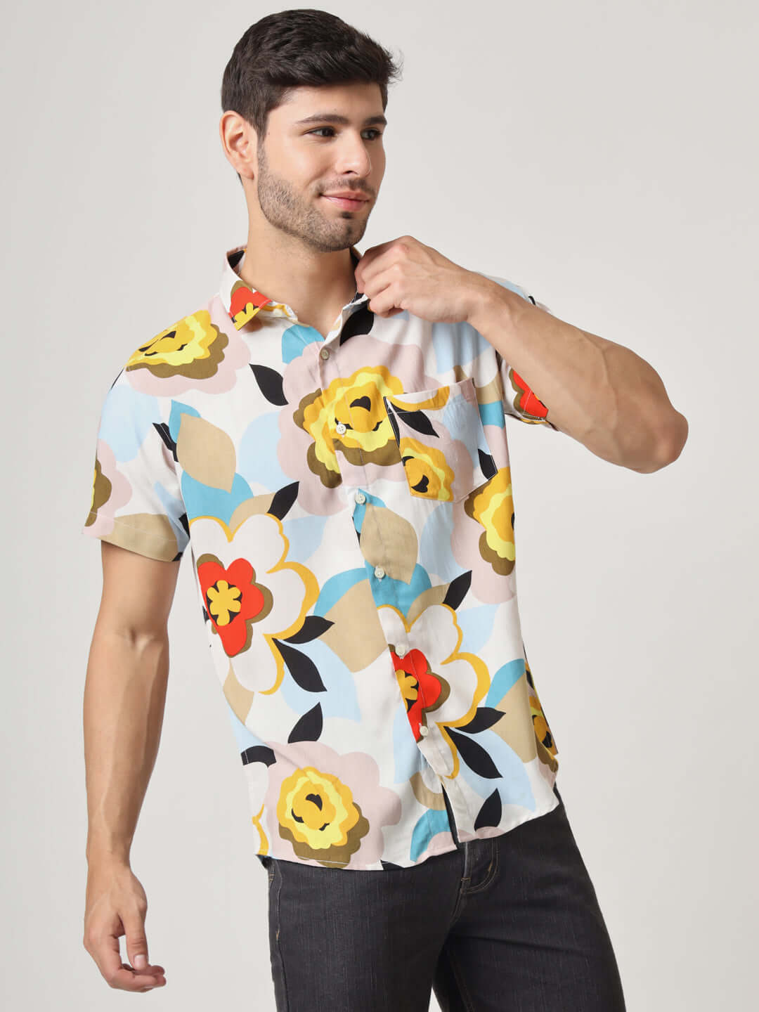 Multicolor Floral Print Premium Rayon Shirt