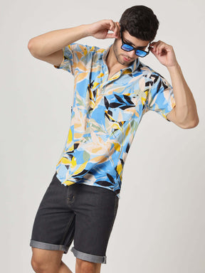 Multicolor Leaf Print Premium Rayon Shirt