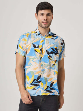 Multicolor Leaf Print Premium Rayon Shirt