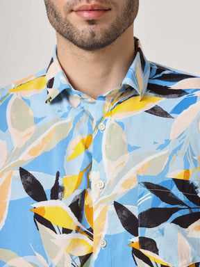 Multicolor Leaf Print Premium Rayon Shirt