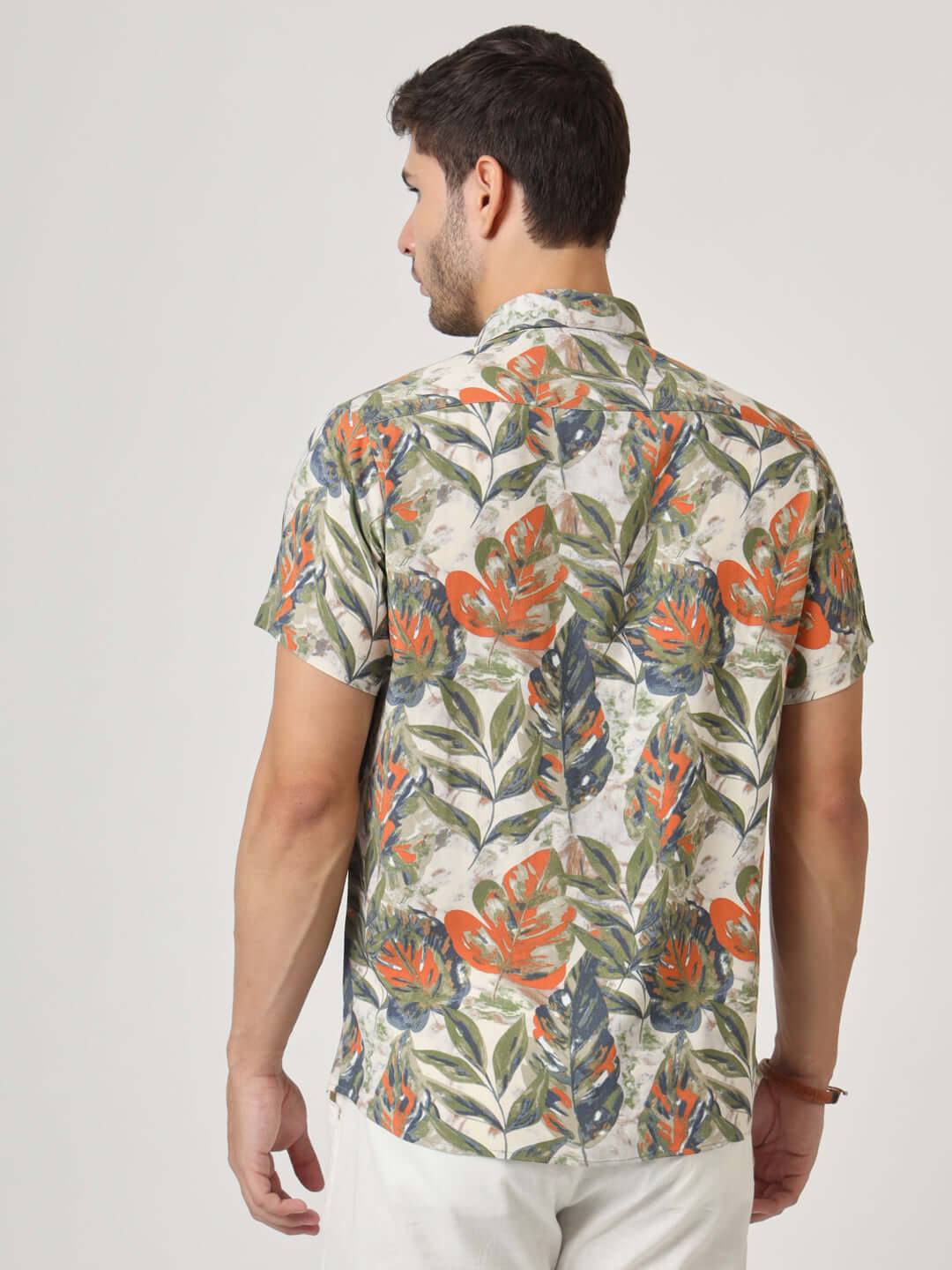 Multicolor Leaf Print Premium Rayon Shirt