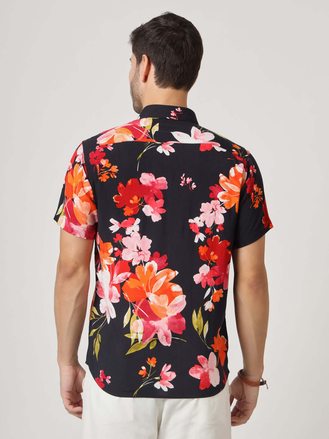 Black Floral Print Premium Rayon Shirt