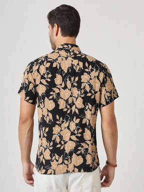 Black And Brown Floral Print Premium Cotton Shirt