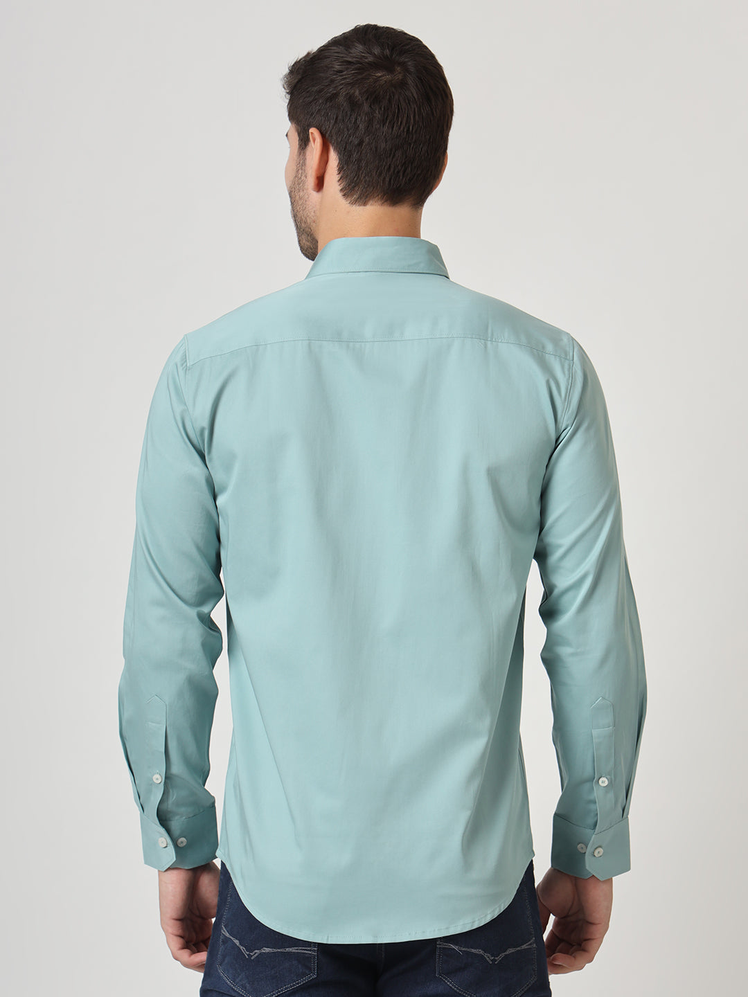 Premium Cotton Lycra Satin Greyish Green Shirt
