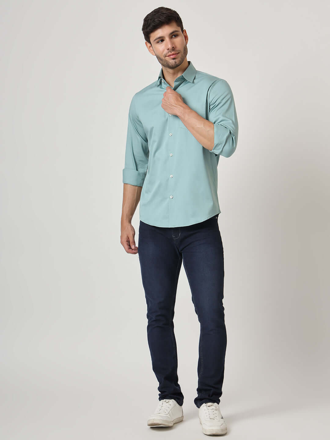 Premium Cotton Satin Greyish Green Shirt