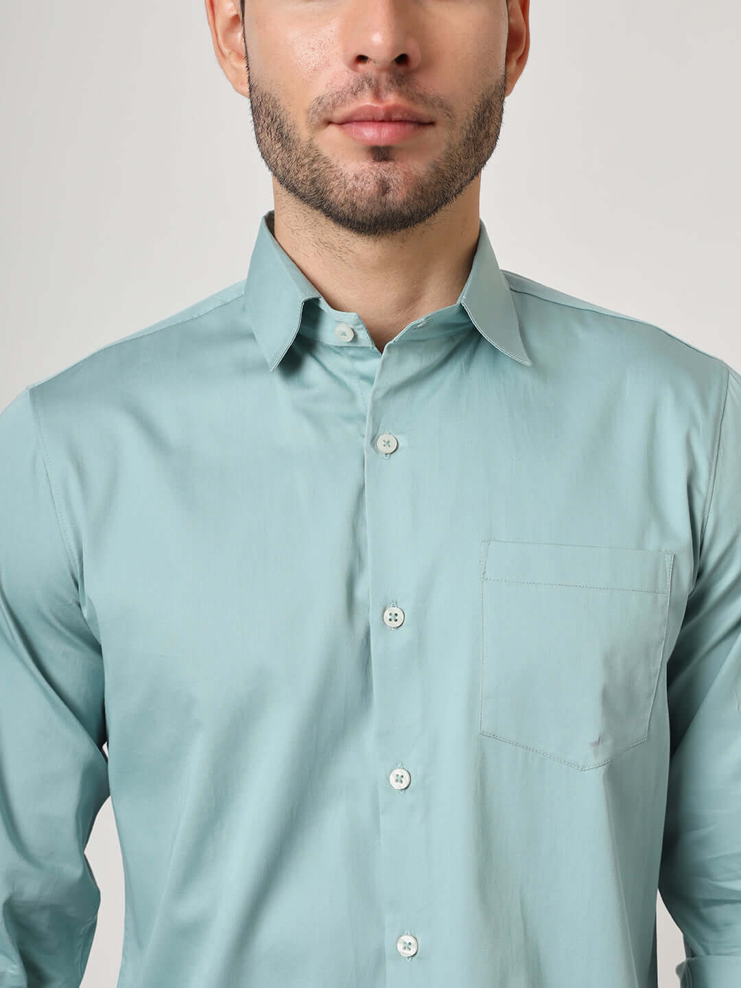 Premium Cotton Satin Greyish Green Shirt