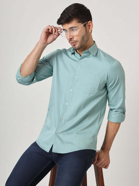 Premium Cotton Satin Greyish Green Shirt