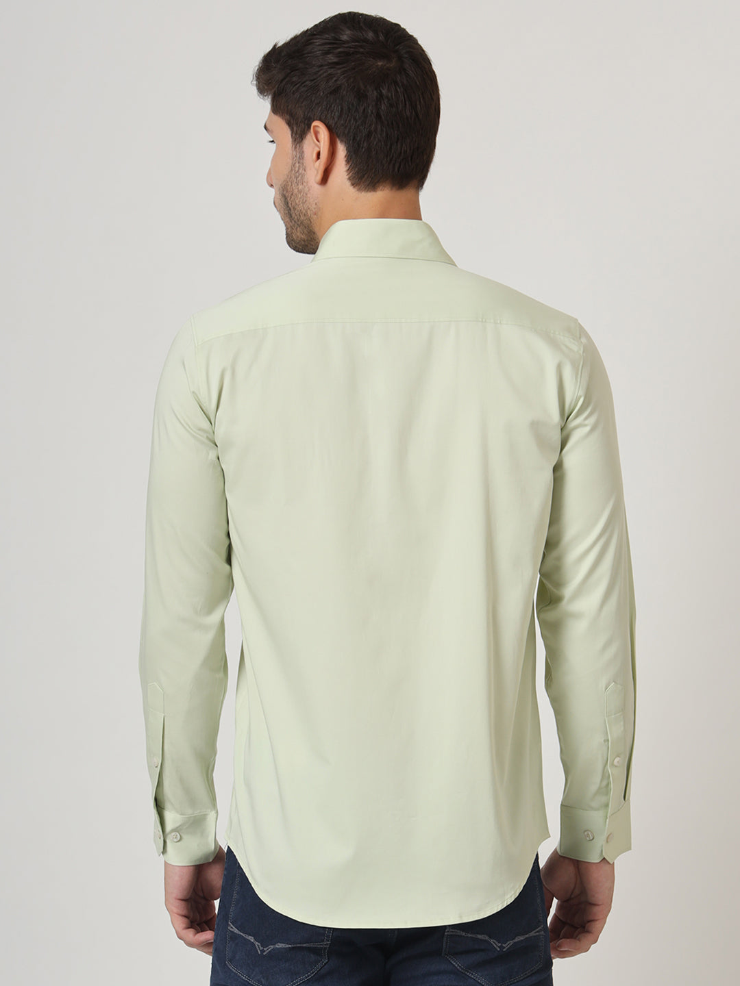 Premium Cotton Lycra Satin Pistachio Green Shirt